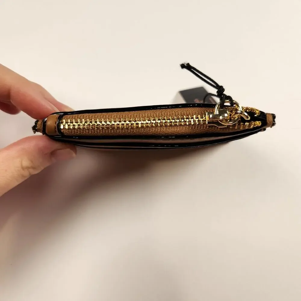 Victoria's Secret Brown Faux Leather Card Case Keychain Wallet VS Logo New - Picture 4 of 7
